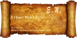 Erben Miklós névjegykártya